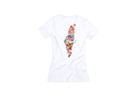 Women's Premium Roundneck T-shirt - Palestine Flowers