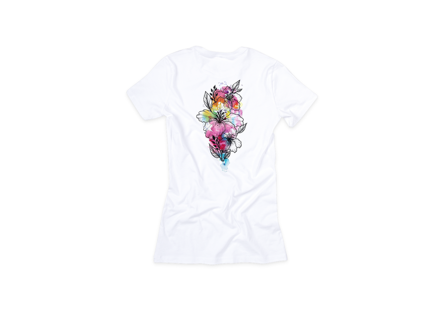 Women's Premium Roundneck T-shirt - Rainbow Flowers