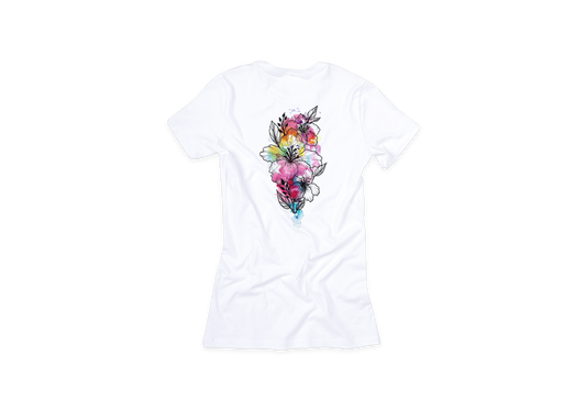 Women's Premium Roundneck T-shirt - Rainbow Flowers