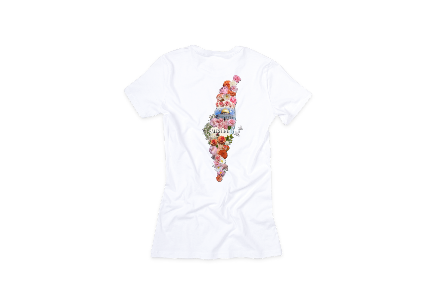 Premium-Rundhals-T-Shirt für Damen – Palästina-Blumen